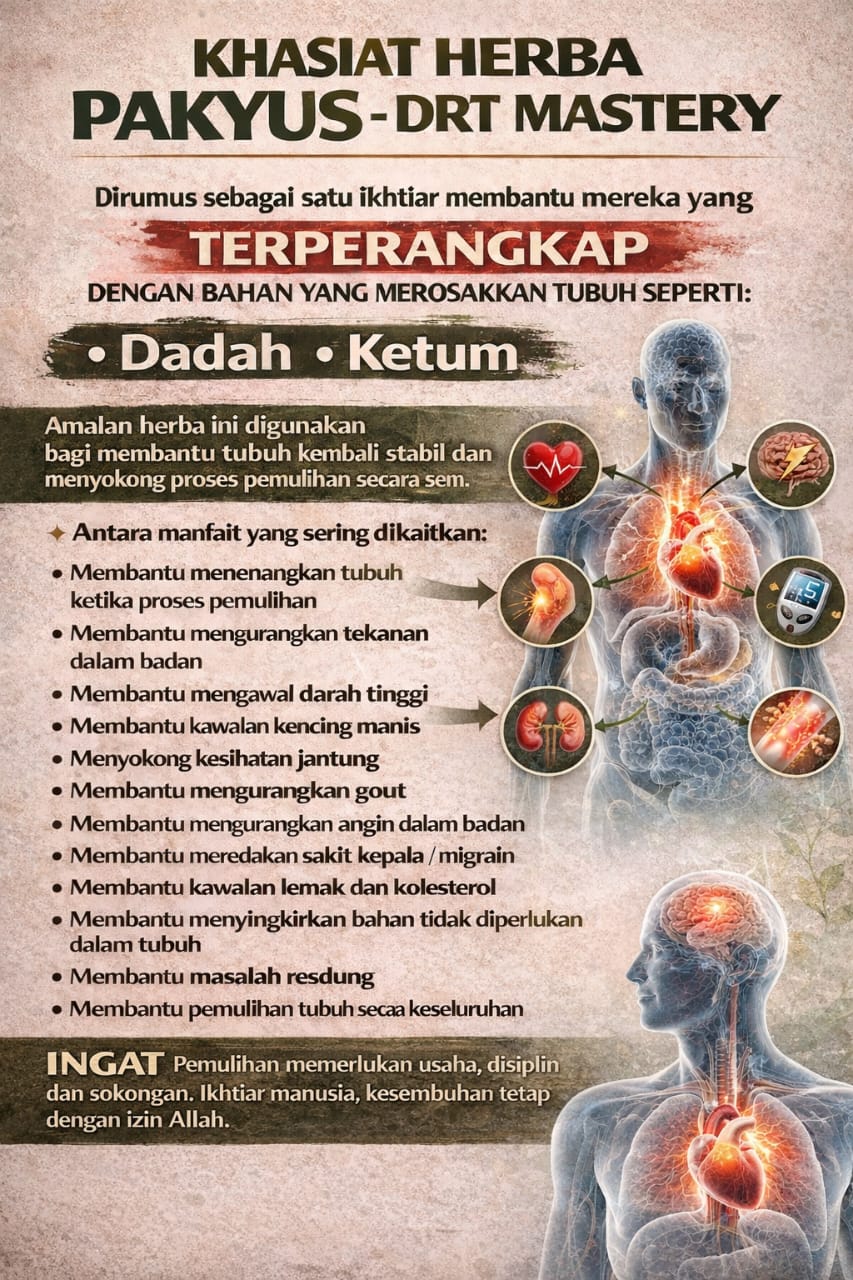 Khasiat Herba Pakyus DRT Mastery — Membantu Pemulihan Dadah dan Ketum